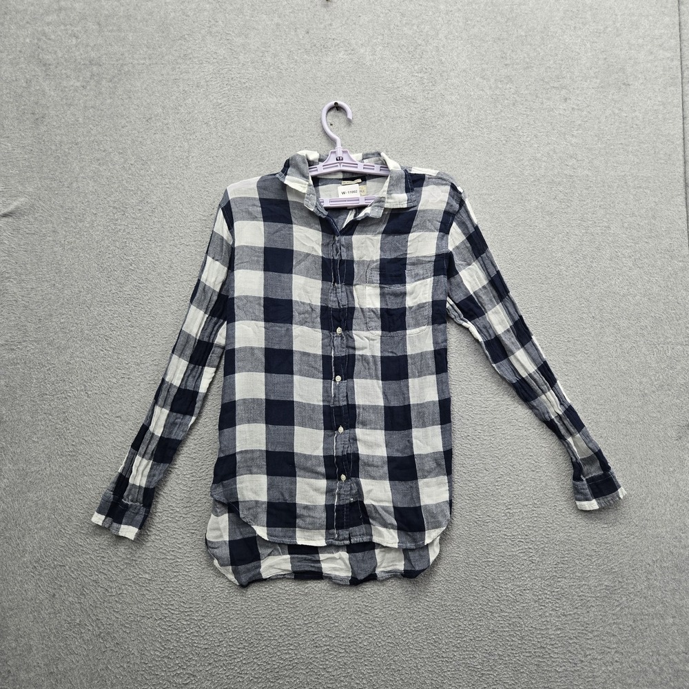 Ralph Lauren Women Button Up Shirt M/M Blue Plaid Boyfriend RL